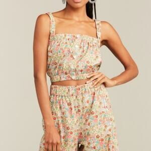Roller Rabbit Crop Top L Floral Elysian Day Miley Cotton Liberty New